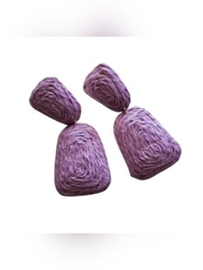 Purple Raffia Earrings